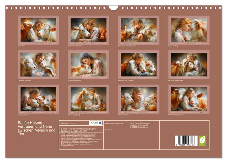 Produktbild: Sanfte Herzen. Vertrauen und N&auml;he zwischen Mensch und Tier (Wandkalender 2026 DIN A3 quer), CALVENDO Monatskalender