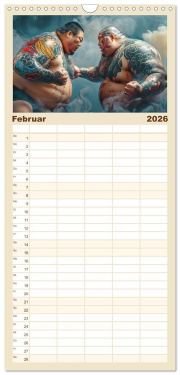 Produktbild: Familienplaner 2026 - Sumo - Japans schwere Ringer mit 5 Spalten (Wandkalender, 21 x 45 cm) CALVENDO