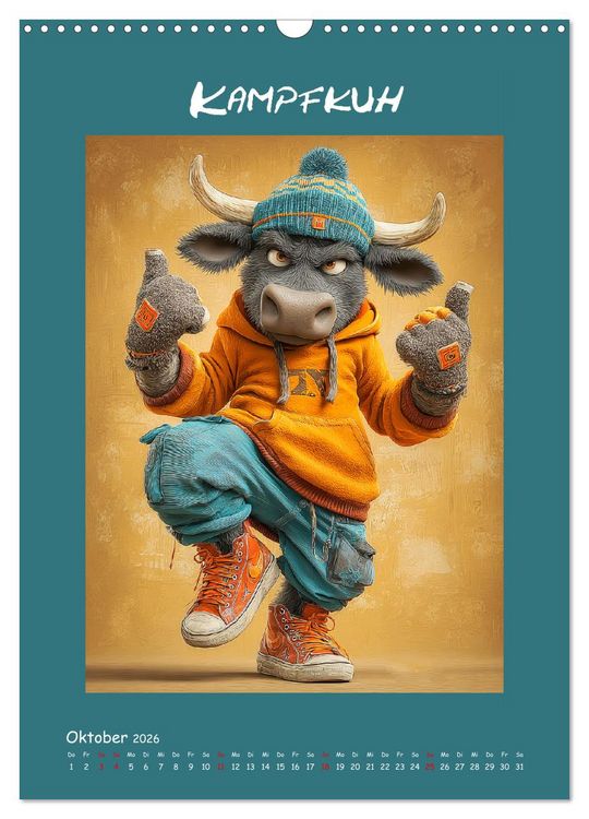 Produktbild: Kuhwelt. Stylische Streetwear-K&uuml;he f&uuml;r gute Laune (Wandkalender 2026 DIN A3 hoch), CALVENDO Monatskalender
