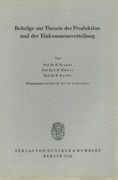 Produktbild: Beitr&auml;ge zur Theorie der Produktion und der Einkommensverteilung.