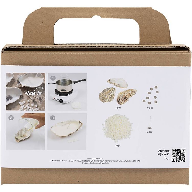 Produktbild: Creativ Company Mini Kreativ Set Kerzengie&szlig;en, Sojawachskerzen in Austernschalen, Creme