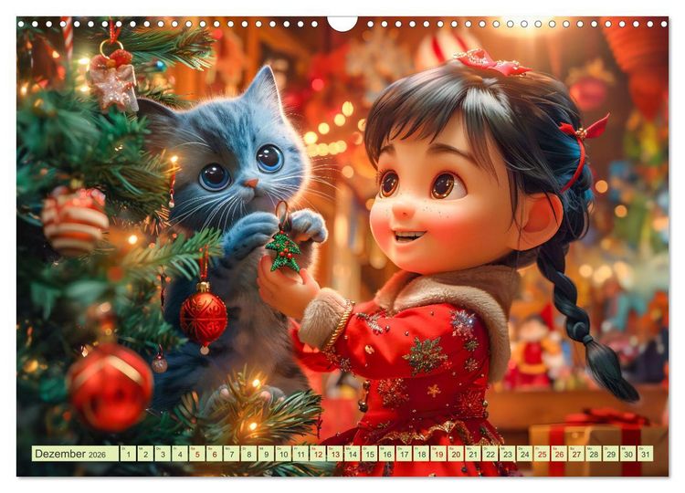 Produktbild: Lina und die Katzen - Magische Abenteuer in niedlichen Szenen (Wandkalender 2026 DIN A3 quer), CALVENDO Monatskalender