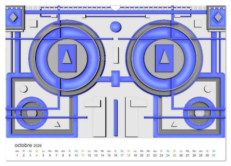 Produktbild: L'art abstrait aux mille facettes (Calendrier mural 2026 DIN A3 vertical), CALVENDO calendrier mensuel