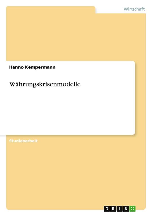 Produktbild: W&auml;hrungskrisenmodelle