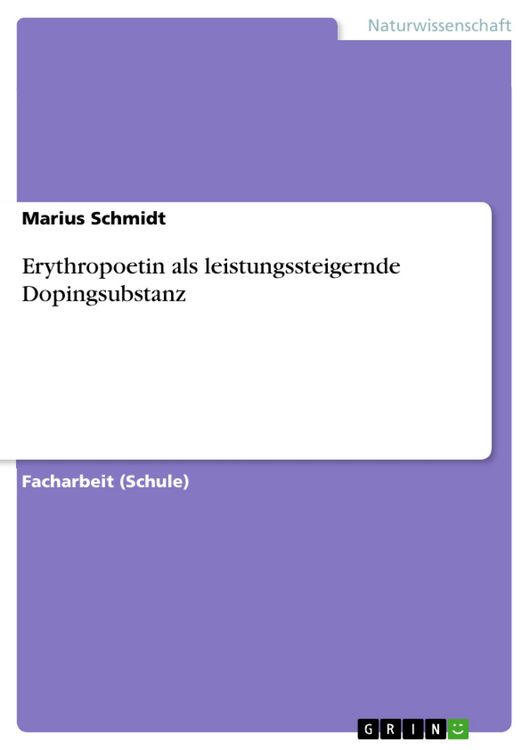 Produktbild: Erythropoetin als leistungssteigernde Dopingsubstanz