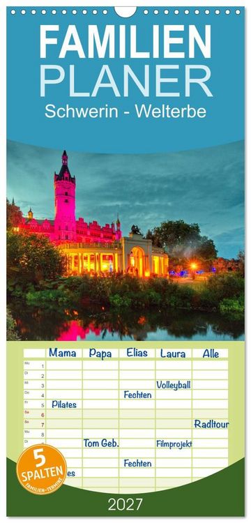 Produktbild: Familienplaner 2027 - Schwerin - Welterbe mit 5 Spalten (Wandkalender, 21 x 45 cm) CALVENDO