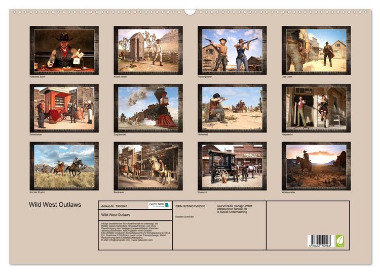 Produktbild: Wild West Outlaws (Wandkalender 2026 DIN A2 quer), CALVENDO Monatskalender