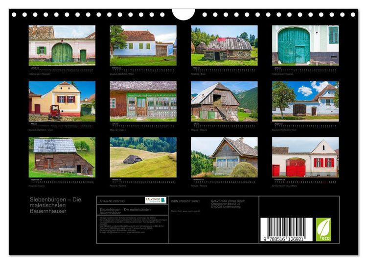 Produktbild: Siebenb&uuml;rgen &ndash; Die malerischsten Bauernh&auml;user (Wandkalender 2026 DIN A4 quer), CALVENDO Monatskalender