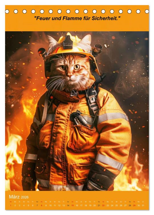 Produktbild: Der tierisch lustige Feuerwehrkalender (Tischkalender 2026 DIN A5 hoch), CALVENDO Monatskalender