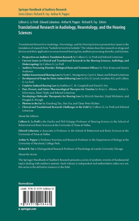 Produktbild: Translational Research in Audiology, Neurotology, and the Hearing Sciences
