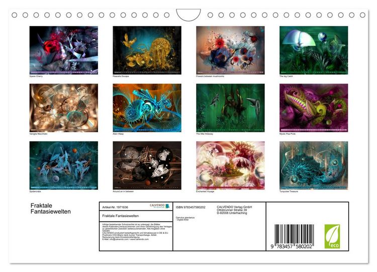 Produktbild: Fraktale Fantasiewelten (Wandkalender 2026 DIN A4 quer), CALVENDO Monatskalender