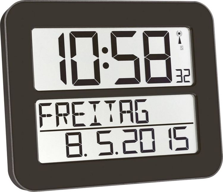 Produktbild: TFA Dostmann 60.4512.01 Funk Wanduhr 25.8 mm x 21.2 mm x 3 mm Schwarz