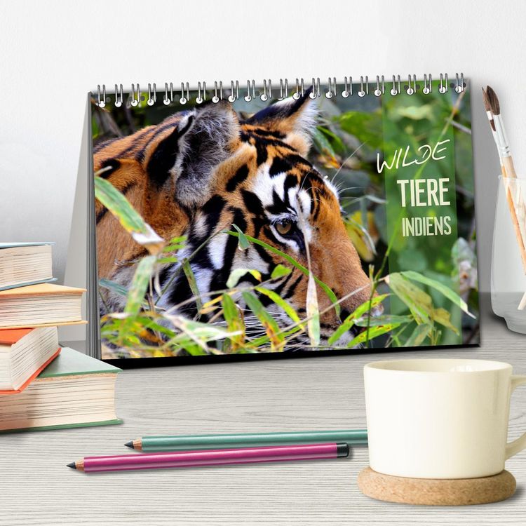 Produktbild: Wilde Tiere Indiens (Tischkalender 2026 DIN A5 quer), CALVENDO Monatskalender