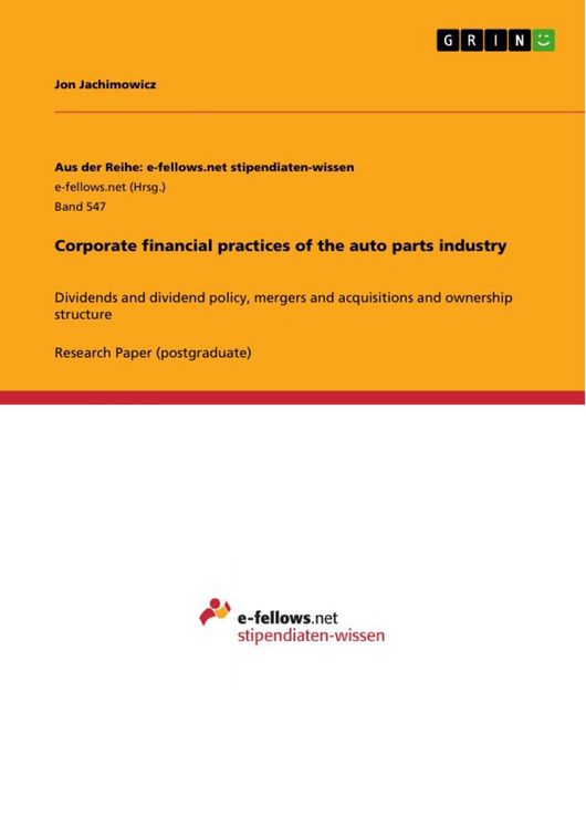 Produktbild: Corporate financial practices of the auto parts industry