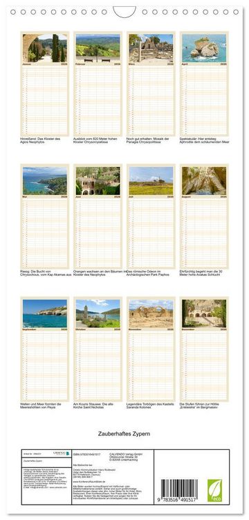 Produktbild: Familienplaner 2026 - Zauberhaftes Zypern mit 5 Spalten (Wandkalender, 21 x 45 cm) CALVENDO