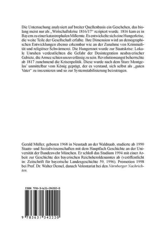 Produktbild: Hunger in Bayern 1816-1818