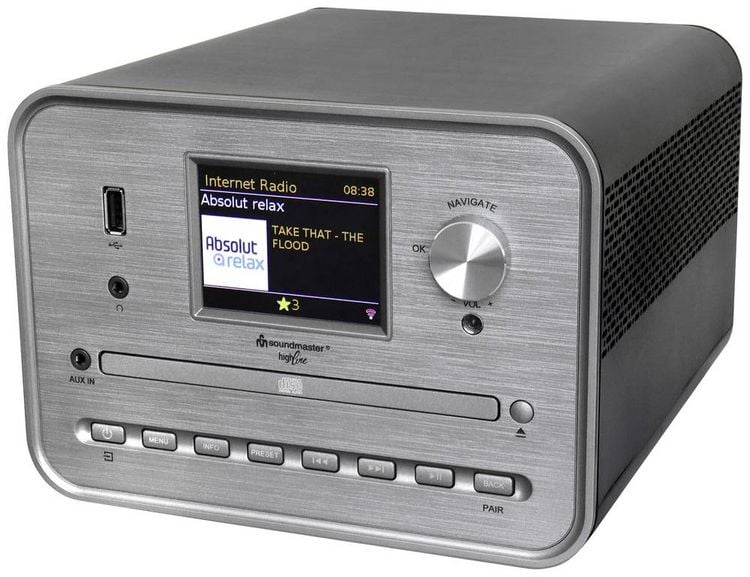 Produktbild: Soundmaster CD-Player Silber Internetradio, DAB+, WLAN, USB, Inkl. Lautsprechern