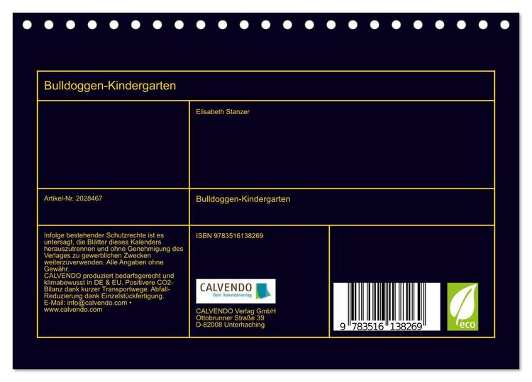 Produktbild: Bulldoggen-Kindergarten (Tischkalender 2026 DIN A5 quer), CALVENDO Monatskalender