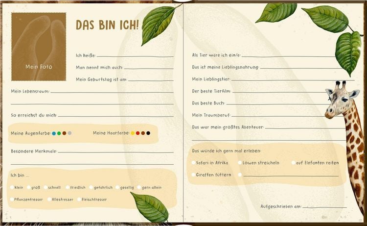 Produktbild: Freundebuch: Lebensgr.-Wilde Tiere Afrikas - Meine Freunde