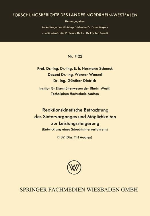 Produktbild: Reaktionskinetische Betrachtung des Sintervorganges und M&ouml;glichkeiten zur Leistungssteigerung