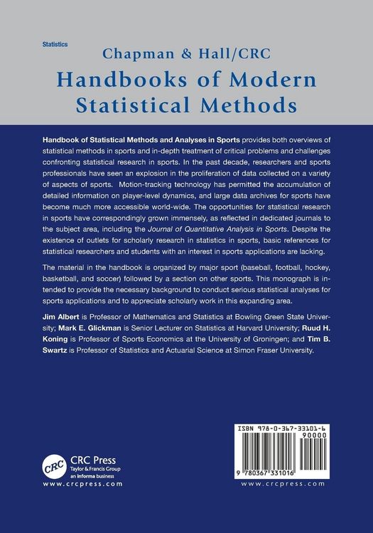 Produktbild: Handbook of Statistical Methods and Analyses in Sports