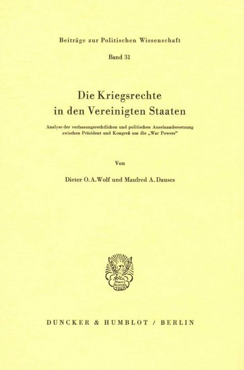 Produktbild: Die Kriegsrechte in den Vereinigten Staaten.