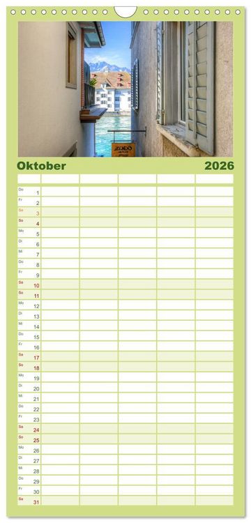 Produktbild: Familienplaner 2026 - Luzern an der Reuss mit 5 Spalten (Wandkalender, 21 x 45 cm) CALVENDO