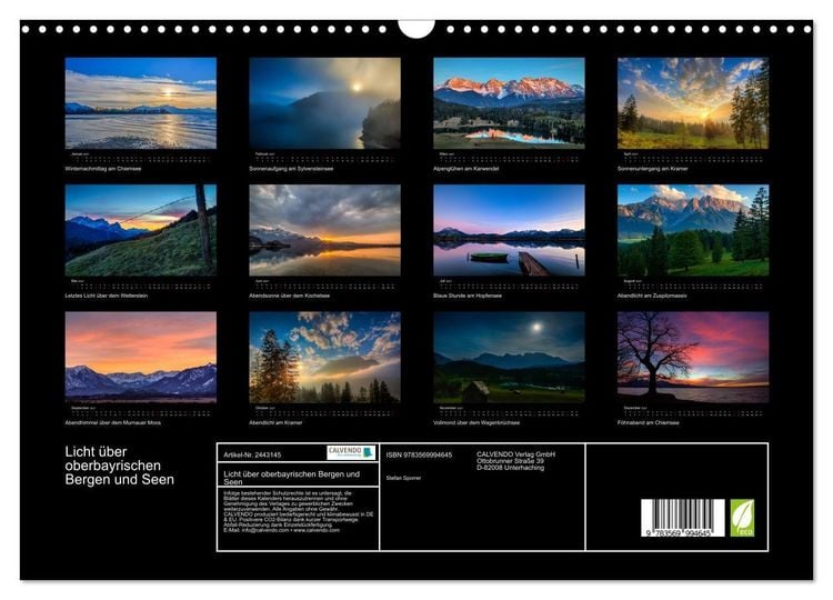 Produktbild: Licht &uuml;ber oberbayrischen Bergen und Seen (Wandkalender 2027 DIN A3 quer), CALVENDO Monatskalender