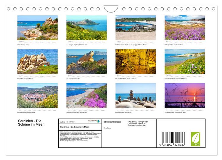 Produktbild: Sardinien - Die Sch&ouml;ne im Meer (Wandkalender 2026 DIN A4 quer), CALVENDO Monatskalender