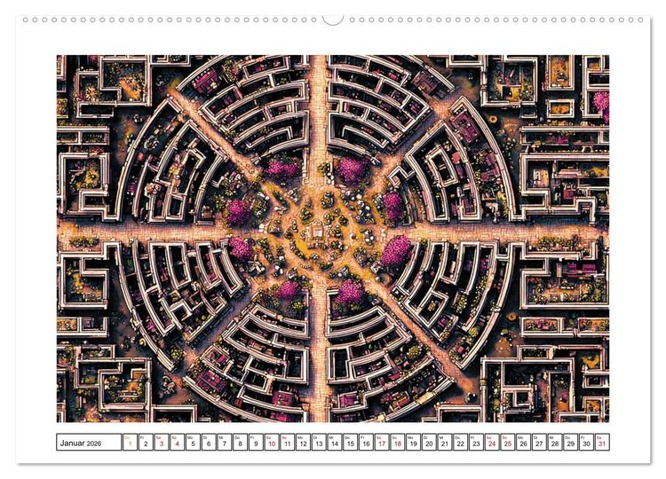 Produktbild: Im Bann der Labyrinthe - Die Kunst sich zu verlieren (hochwertiger Premium Wandkalender 2026 DIN A2 quer), Kunstdruck in Hochglanz