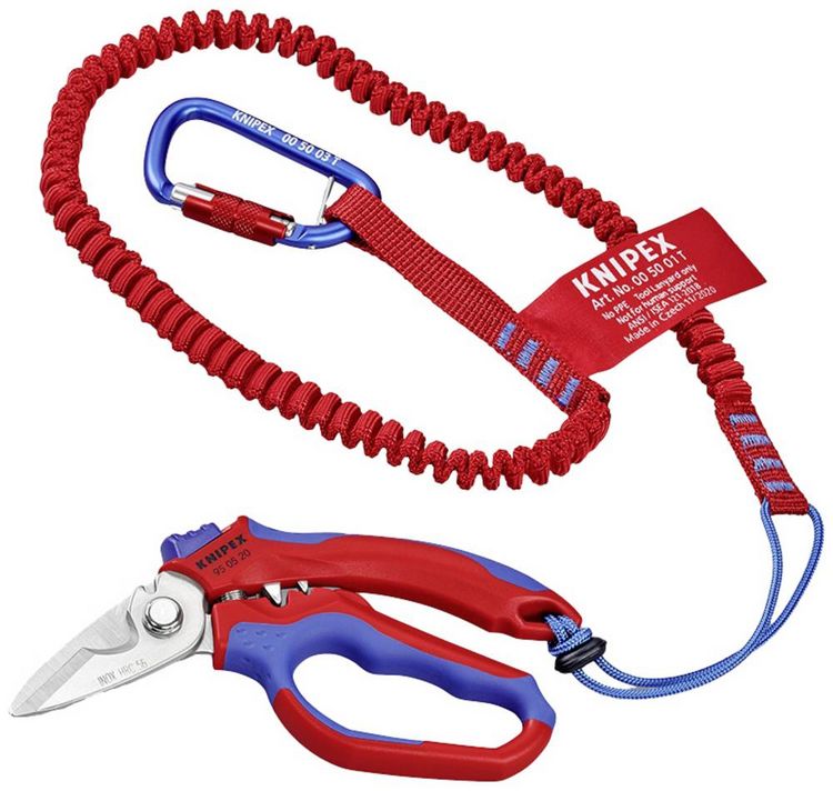 Produktbild: Knipex KNIPEX 95 05 20 SB Gewinkelte Elektrikerschere mit Mehrkomponenten-H&uuml;llen, glasfaserverst&auml;rkt spiegelpoliert 180 mm 95 05 20 SB