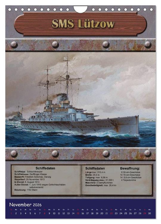Produktbild: Die kaiserliche Marine 1871 - 1918 (Wandkalender 2026 DIN A4 hoch), CALVENDO Monatskalender