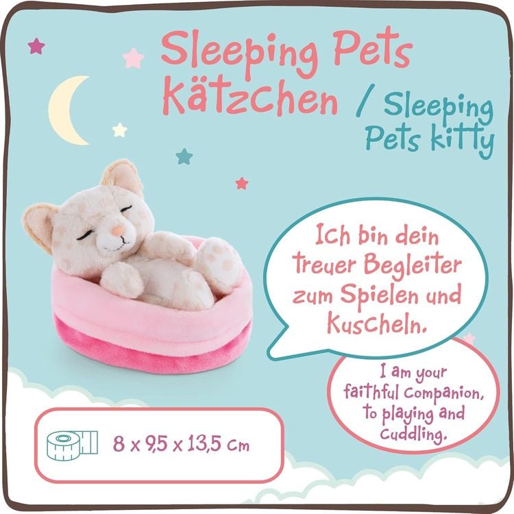 NICI - Sleeping Pets - Kätzchen mit Leopardenmuster 12cm im Körbchen