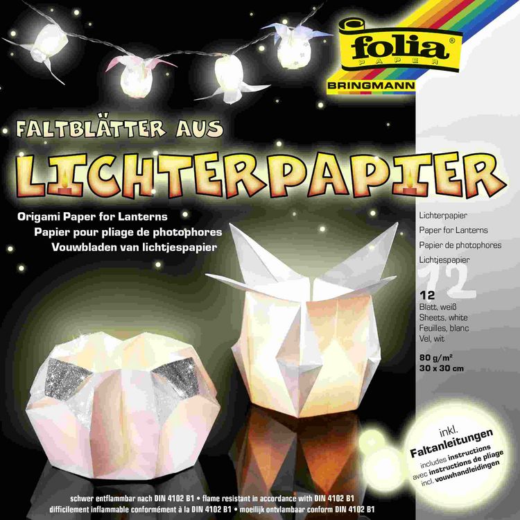 Produktbild: Folia  Lichterpapier 80g/m&sup2;, 30x30cm, 12 Blatt, wei&szlig;