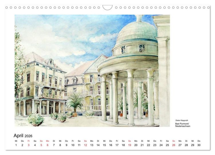 Produktbild: Pinselspuren einer Deutschlandreise - 12 Aquarelle von Dieter Klapproth (Wandkalender 2026 DIN A3 quer), CALVENDO Monatskalender