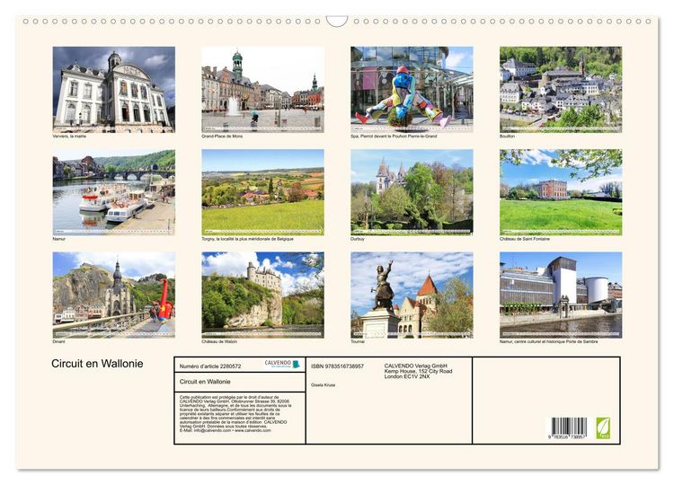 Produktbild: Circuit en Wallonie (Calendrier mural 2026 DIN A2 vertical), CALVENDO calendrier mensuel