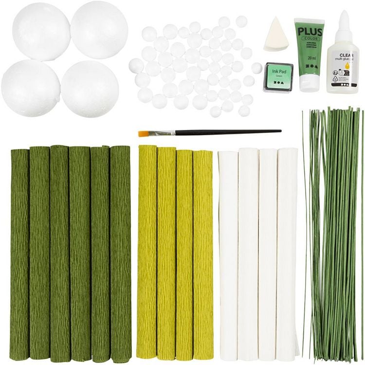 Produktbild: Creativ Company Maxi Kreativ Set Krepppapier, Blumenstrau&szlig;, Hellgr&uuml;n, Dunkelgr&uuml;n, Pastellgr&uuml;n, Wei&szlig;