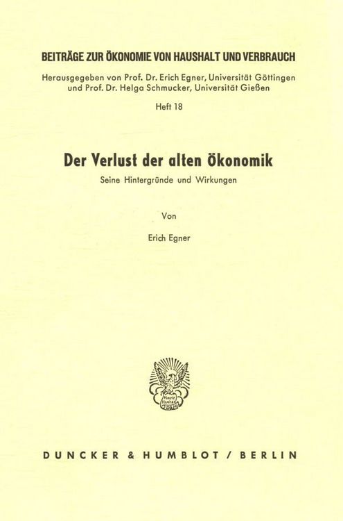 Produktbild: Der Verlust der alten &Ouml;konomik.