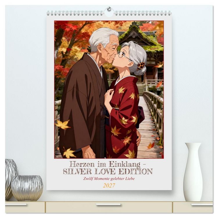 Produktbild: Herzen im Einklang &ndash; SILVER LOVE EDITION (hochwertiger Premium Wandkalender 2027 DIN A2 hoch), Kunstdruck in Hochglanz