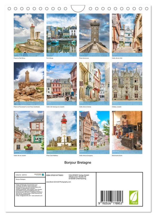 Produktbild: Bonjour Bretagne (Wandkalender 2027 DIN A4 hoch), CALVENDO Monatskalender