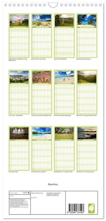 Produktbild: Familienplaner 2027 - Mauritius mit 5 Spalten (Wandkalender, 21 x 45 cm) CALVENDO