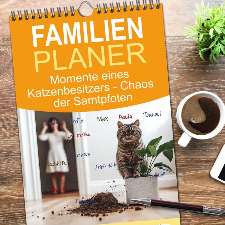Produktbild: Familienplaner 2026 - Momente eines Katzenbesitzers - Chaos der Samtpfoten mit 5 Spalten (Wandkalender, 21 x 45 cm) CALVENDO