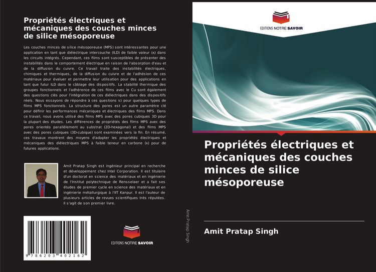 Produktbild: Propri&eacute;t&eacute;s &eacute;lectriques et m&eacute;caniques des couches minces de silice m&eacute;soporeuse