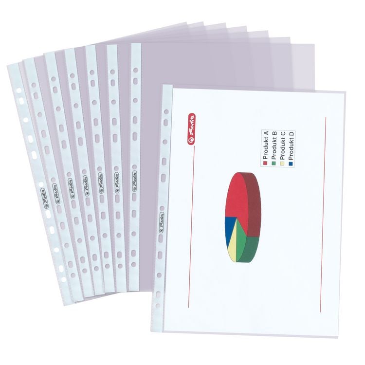 Produktbild: Herlitz Prospekth&uuml;lle A4 genarbt transparent 50er Set