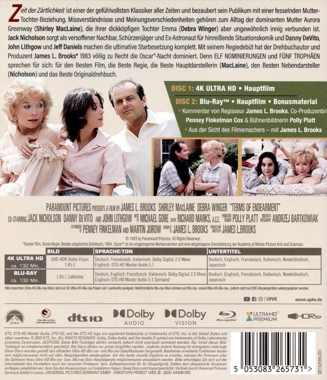 Produktbild: Zeit der Z&auml;rtlichkeit (4K Ultra HD) (+ Blu-ray)