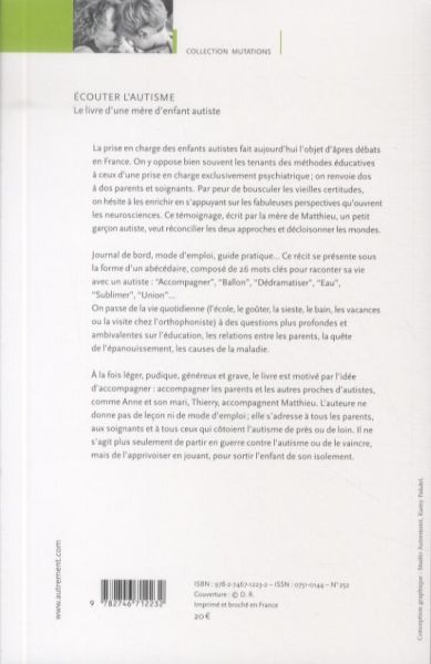 Produktbild: Ecouter l'autisme : le livre d'une m&egrave;re d'enfant autiste