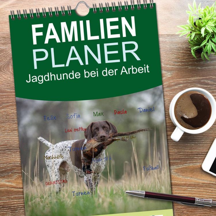Familienplaner 2025 - Jagdhunde bei der Arbeit mit 5 Spalten (Wandkalender, 21 x 45 cm) CALVENDO