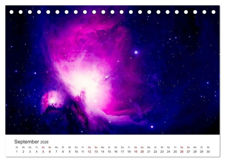 Produktbild: Nebel & Galaxien - Faszination Weltraum (Tischkalender 2026 DIN A5 quer), CALVENDO Monatskalender