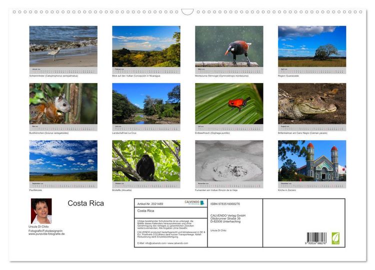 Produktbild: Costa Rica (Wandkalender 2026 DIN A2 quer), CALVENDO Monatskalender