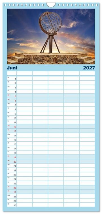 Produktbild: Familienplaner 2027 - Norwegen - Wilde Sch&ouml;nheit mit 5 Spalten (Wandkalender, 21 x 45 cm) CALVENDO